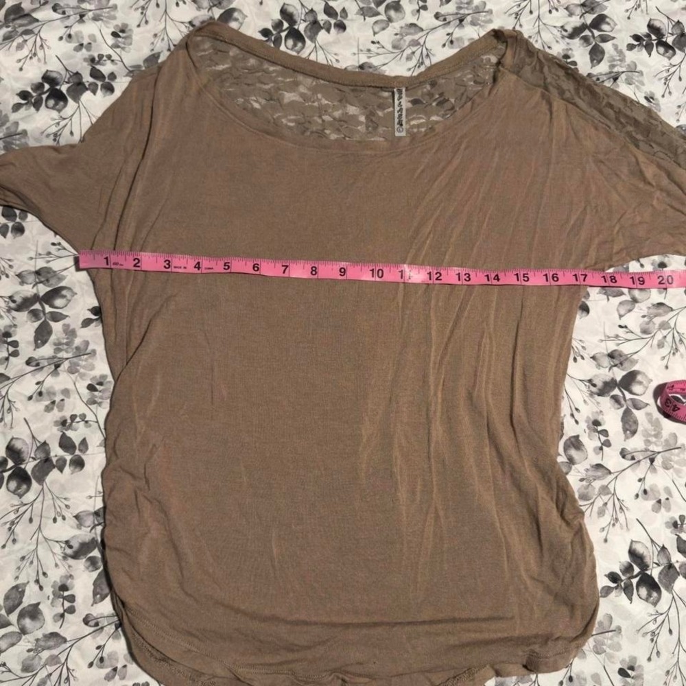 Brown Lace Slouchy Boho Long Sleeve Boho Top size Large - Picture 5 of 5